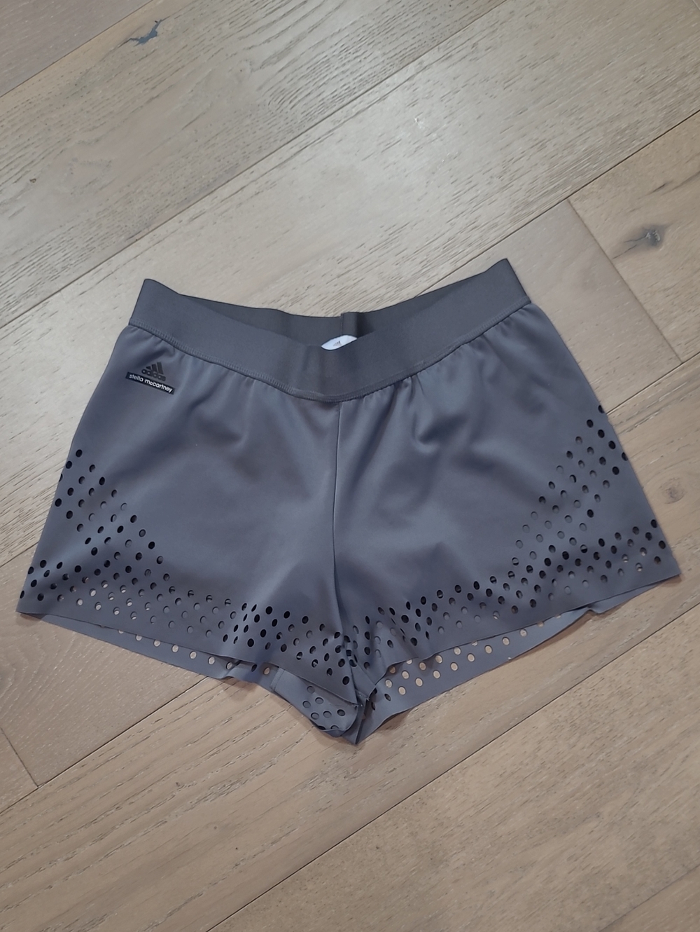 adidas X Stella McCartney Shorts Women's sz L Grey Laser Cut 2 in 1 Running
